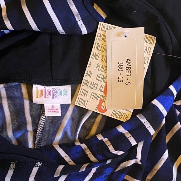 LuLaRoe Amber Hoodie Blue Tie Dye Striped NWT Size Small - Picture 7 of 10